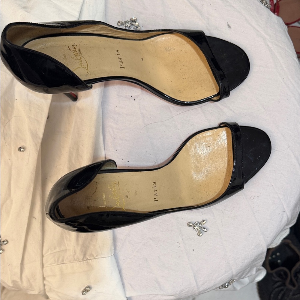 Christian Louboutin Black Open-Toe Heels